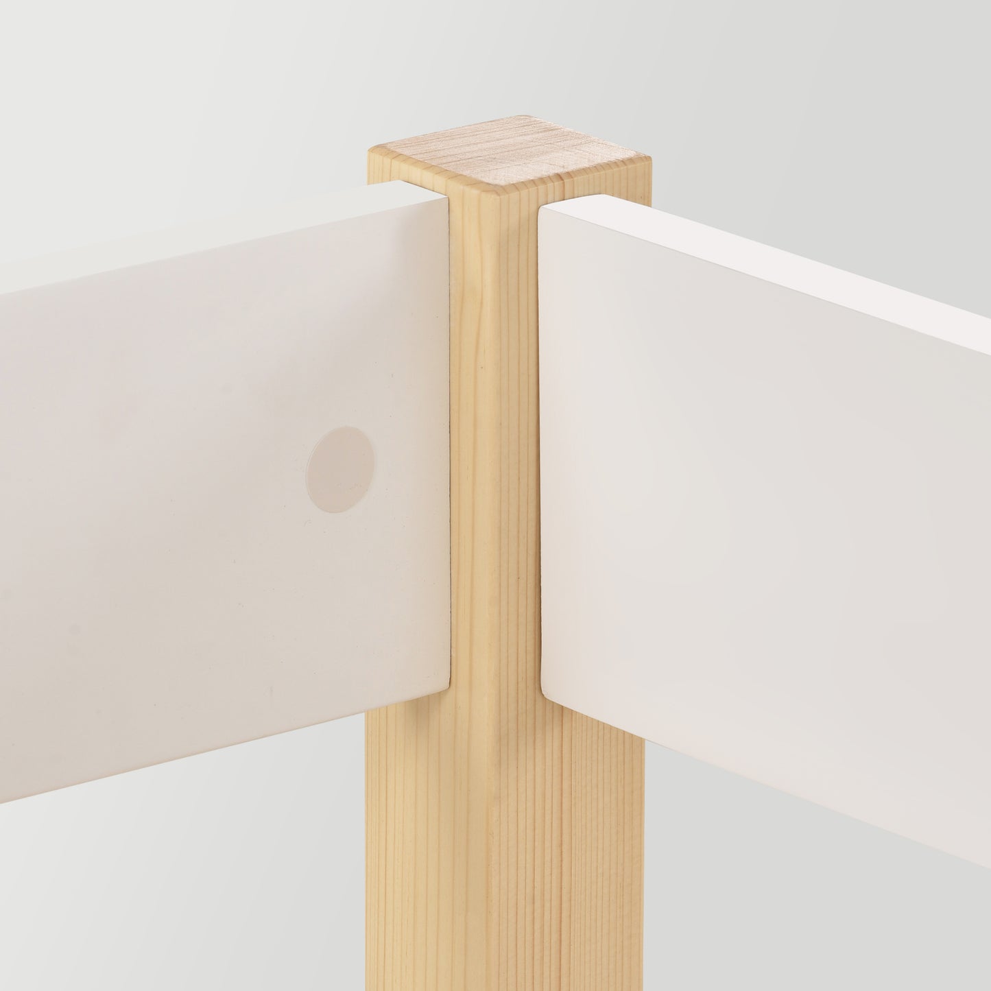 Kinderbett mit Schublade & Rausfallschutz – Massives Kiefernholz 90x200 cm – Weiß & Eiche – Praktisches Halbhochbett für mehr Stauraum