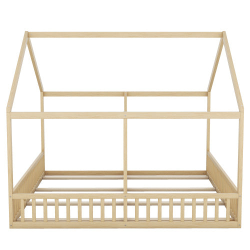 2-in-1 Kinderbett Hausmodell 90 x 200 cm – Praktisches Podestbett aus Kiefernholz