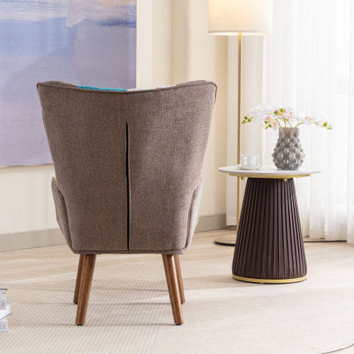 Bunter Freizeitstuhl mit Fußhocker – Komfortstuhl mit Rückenlehne & Kissen