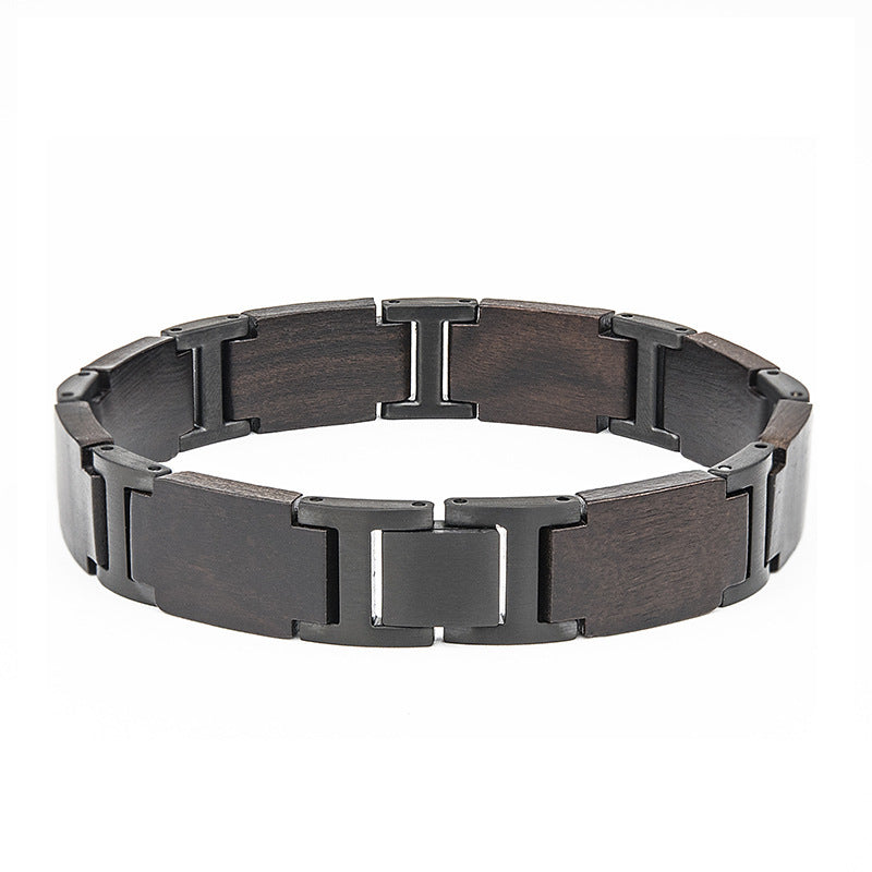 Holz-Armband mit Edelstahl – stilvolles Unisex-Accessoire mit Sandelholz-Effekt