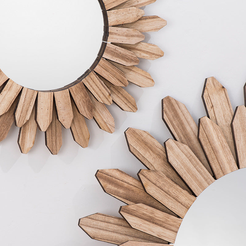 Boho Wandspiegel aus Massivholz