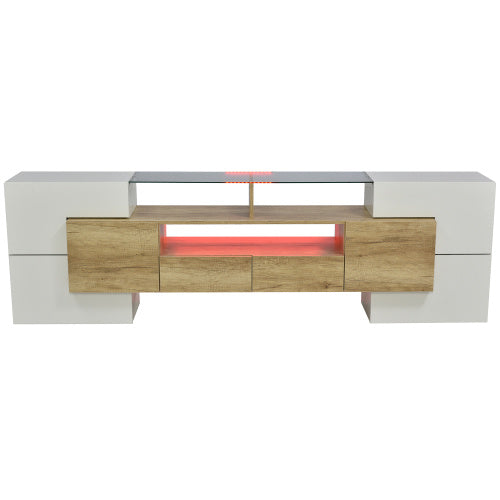 TV-Schrank 200 cm Hochglanz Weiß mit LED | Lowboard