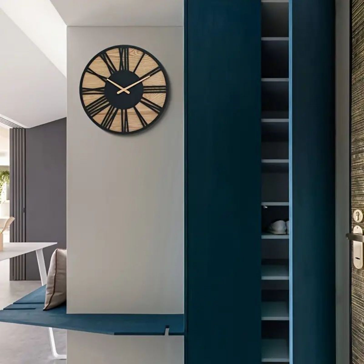 Moderne Retro-Wanduhr aus Holz und Metall – geräuschlos &amp; stilvoll