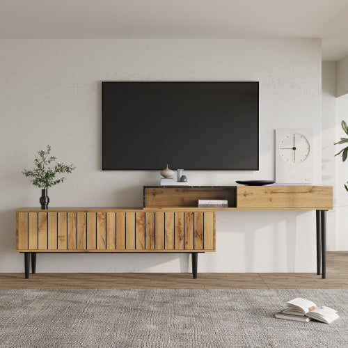 TV-Ständer im Marmor- und Holzdesign | 129 cm Breite