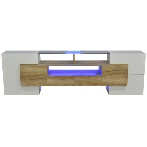 TV-Schrank 200 cm Hochglanz Weiß mit LED | Lowboard