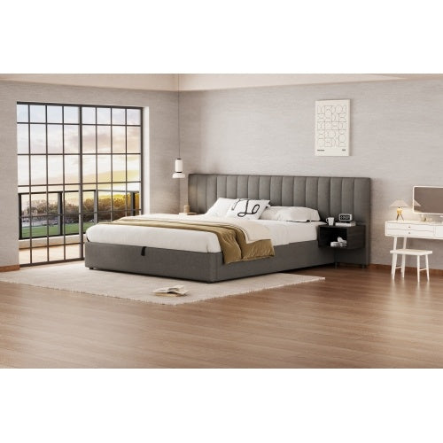 Polsterbett 180x200 cm mit hydraulischem Bettkasten & 2 Nachttischen