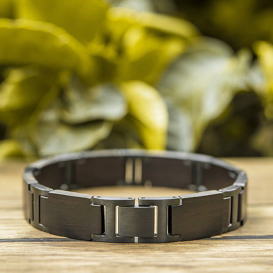 Holz-Armband mit Edelstahl – stilvolles Unisex-Accessoire mit Sandelholz-Effekt