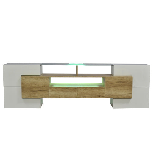 TV-Schrank 200 cm Hochglanz Weiß mit LED | Lowboard