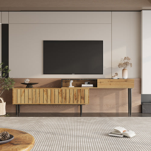 TV-Ständer im Marmor- und Holzdesign | 129 cm Breite