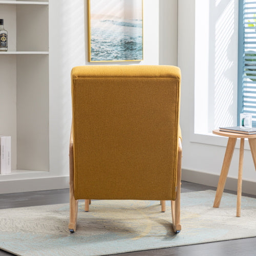 Schaukelstuhl mit Hocker – Bequemer Relaxsessel mit Leinenbezug