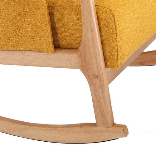 Schaukelstuhl mit Hocker – Bequemer Relaxsessel mit Leinenbezug