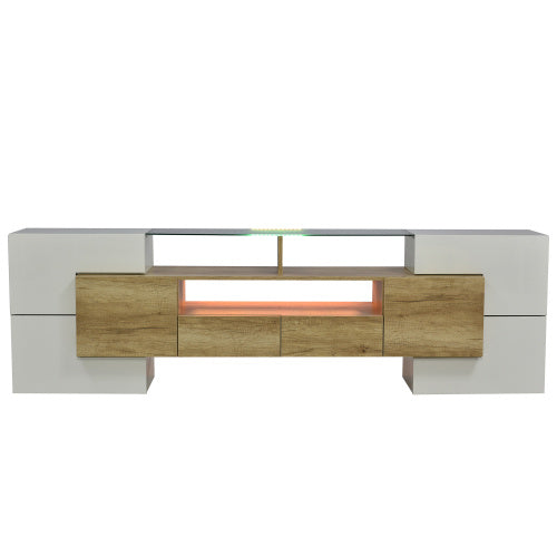 TV-Schrank 200 cm Hochglanz Weiß mit LED | Lowboard