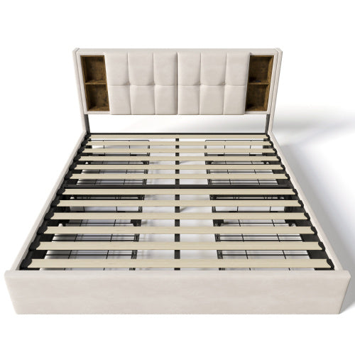 Polsterbett 160x200 cm mit kabellosem Laden, USB-C, 4 Schubladen