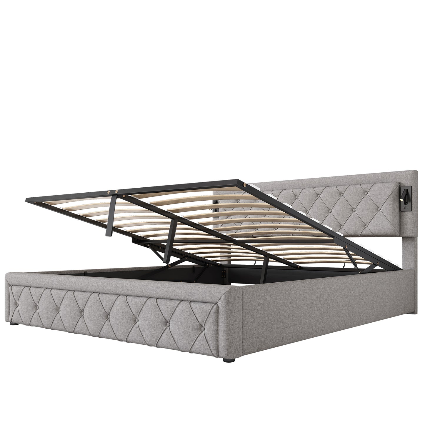 Polsterbett 180×200 cm mit Downlight & USB – Komfort trifft Stauraum